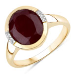 5.42 ct. tw. Ruby and White Diamond Bold Ring in 14K Yellow Gold