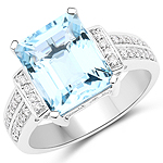 Octagon 4.61 ctw Aquamarine Ring in 14K White Gold