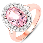 2.41 ctw. Genuine Morganite and 0.31 ctw. White Diamond Halo Ring in 14K Rose Gold