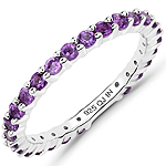 QR25016A-SSR 0.78 ct. tw. Amethyst Eternity Ring in Sterling Silver