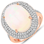 6.16 ctw. Genuine Ehiopian Opal and 0.49 ctw. White Diamond Halo Ring in 14K Rose Gold