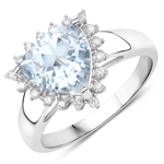Aquamarine Halo Ring in 14K White Gold
