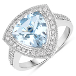 2.88 ctw Trillion shape Aquamarine Ring in 14K White Gold