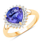 2.68 ct. tw. Tanzanite and White Diamond Heart Shape Ring in 14K Yellow Gold