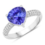 3.18 ct. tw. Tanzanite and White Diamond Heart Shape Ring in 14K White Gold