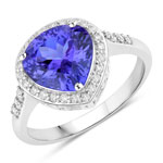 3.00 ct. tw. Tanzanite and White Diamond Heart Shape Ring in 14K White Gold